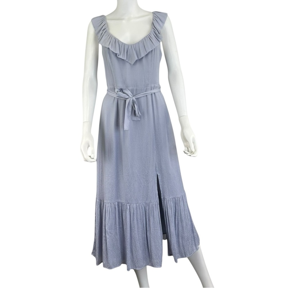 PAIGE Blue Satin Print Midi Dress Size S L0498
